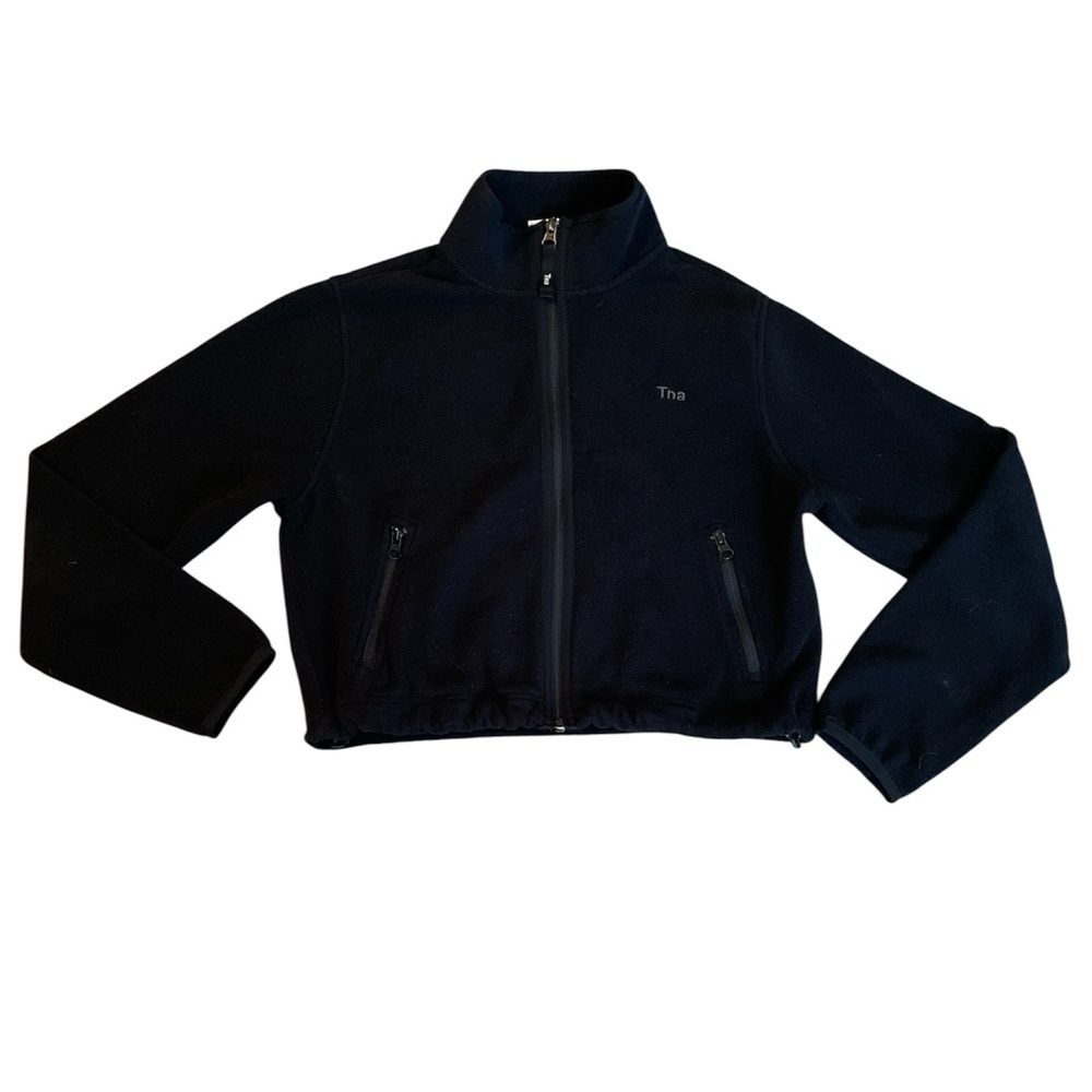 Womens Tna crop sweatshirt. Zip front and zip pockets. Black. Size XS.